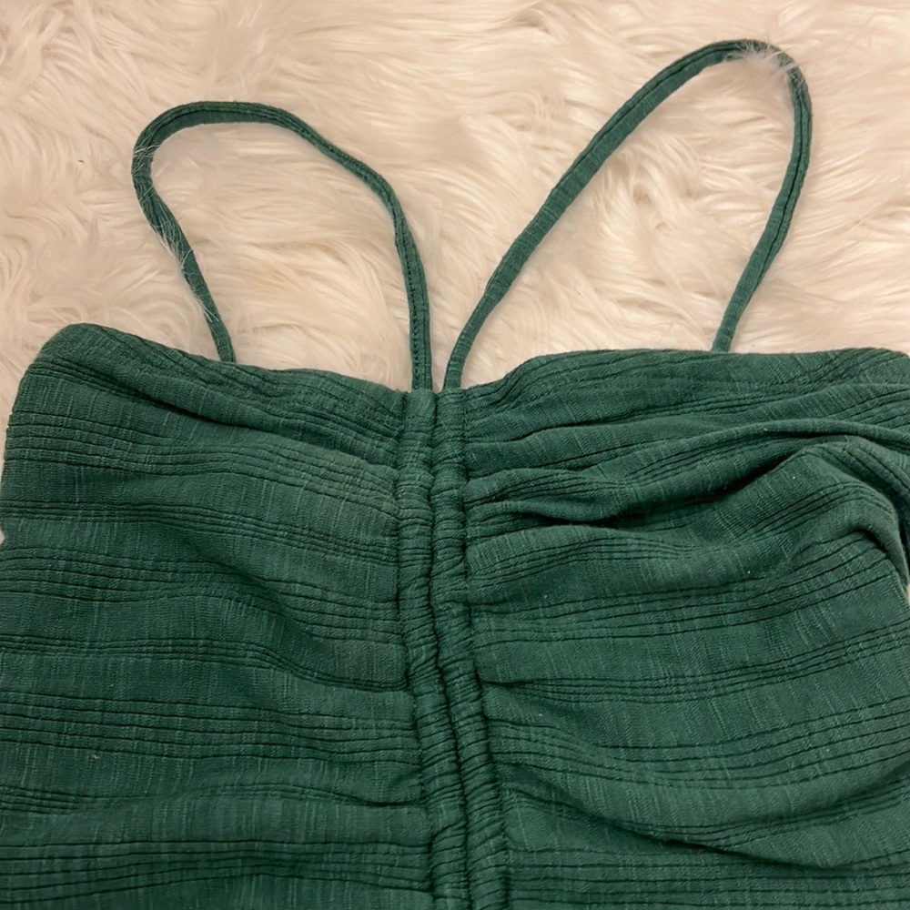NWT Anthropologie Pilcro Ruched Ribbed Halter Top - Green - size XXS - Picture 8 of 14